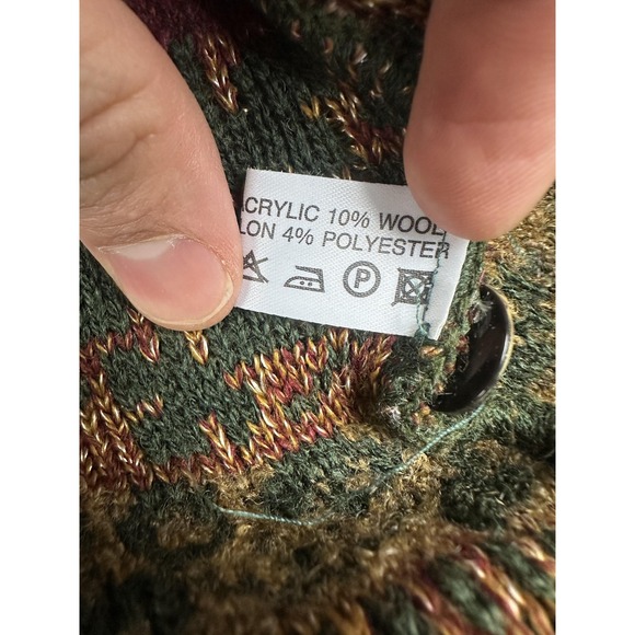 Equorian Sweater Vest Womens Medium Green Floral Wool Button Front Scotland - Picture 5 of 8